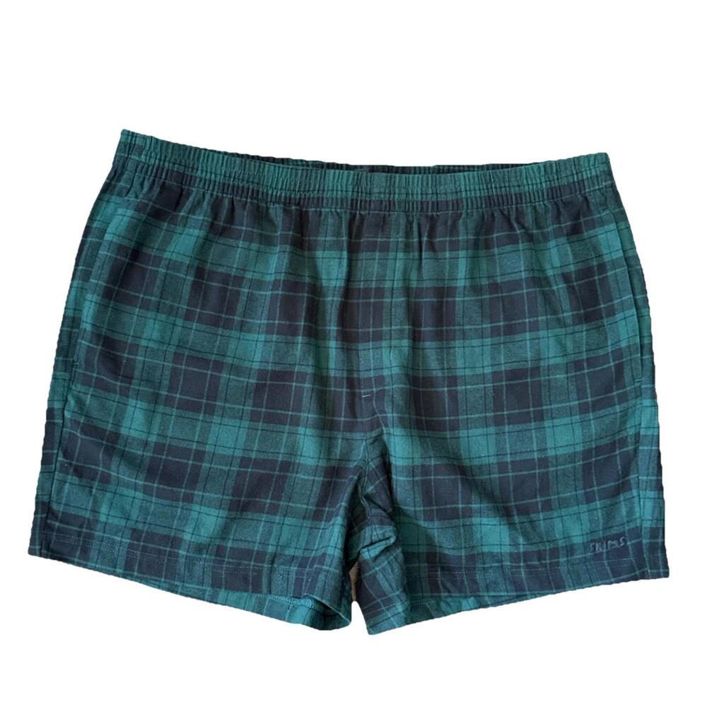 Skims Flannel Sleep Short Cypress Green Plaid Size XL